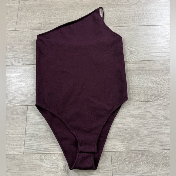 Zara Knit Plum Burgundy One Shoulder Body Suit - Picture 4 of 13